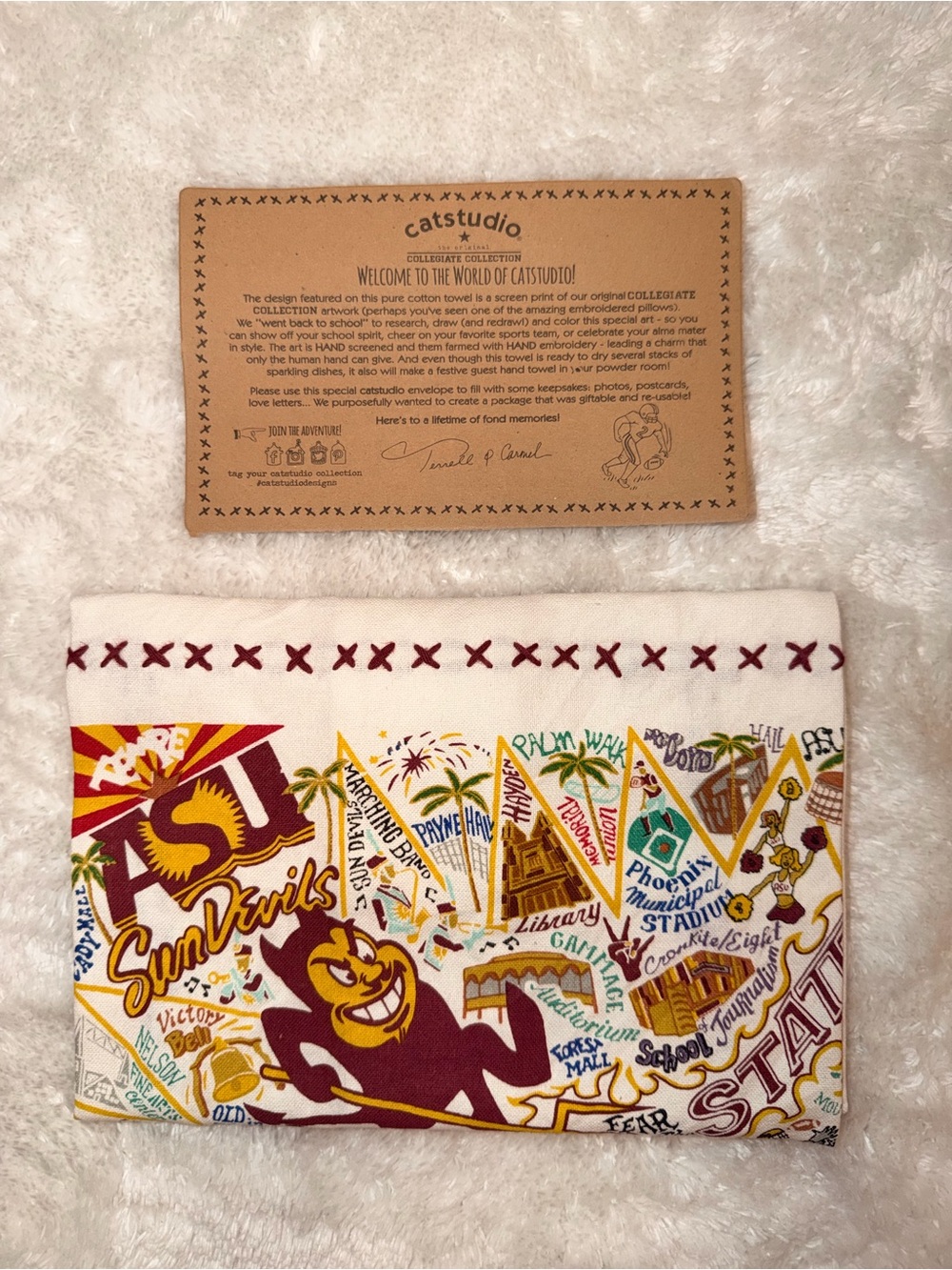 ✨ASU ✨ Catstudio Arizona State Sun Devils Maroon & Gold Graphic HandTowel